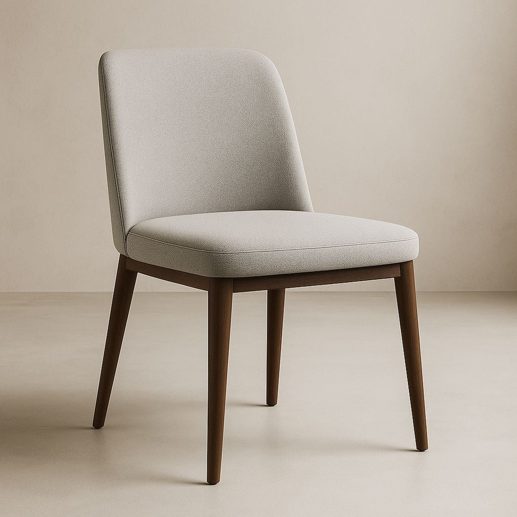 Chaise en tissu moderne, structure bois massif, beige, 80 cm x 50 cm x 55 cm-Vasolia