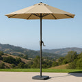 Parasol d'extérieur rond en polyester avec mât en aluminium réglable, diamètre 270 cm, Beige-Vasolia