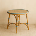 Table Ronde en Rotin Synthétique avec Détails en Plastique Bleu-Vasolia