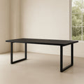 Table à manger rectangulaire métal MDF noir 180x90x75 cm-Vasolia