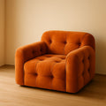 Fauteuil en velours orange avec rembourrage mousse, dimensions 90x100x90 cm-Vasolia