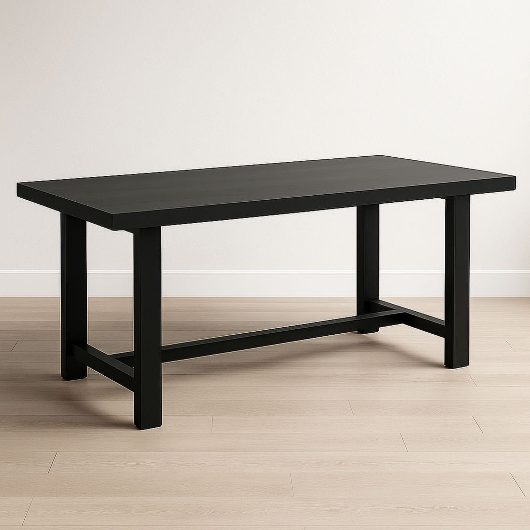 Table rectangulaire bois massif noir 180x90x75 cm-Vasolia