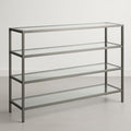 Étagère de rangement en métal et verre trempé rectangulaire 4 niveaux 120x40x90 cm Transparent/Argent-Vasolia