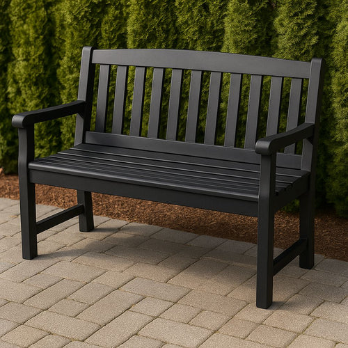 Banc de Jardin Noir en Résine Composite avec Accoudoirs-Vasolia