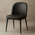 Chaise Design en Similicuir Noir avec Pieds Métal Hauteur 85cm Largeur 50cm Profondeur 55cm-Vasolia