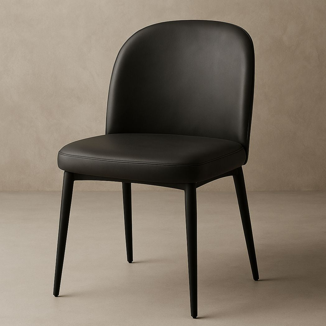 Chaise Design en Similicuir Noir avec Pieds Métal Hauteur 85cm Largeur 50cm Profondeur 55cm-Vasolia