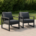 Lot de 2 fauteuils de jardin extérieur en aluminium gris avec coussins en polyester-Vasolia