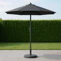 Parasol de Jardin Rond Noir en Polyester avec Mât en Aluminium diamètre 300 cm-Vasolia