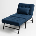 Chaise Longue Réglable Tissu Polyester Bleu Cadre Métal-Vasolia