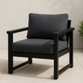 Fauteuil de jardin en aluminium noir avec coussins en polyester gris-Vasolia