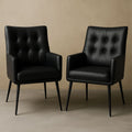 Set de 2 Fauteuils Rembourrés en Similicuir Noir avec Pieds Métalliques - 62cm x 72cm x 85cm-Vasolia