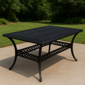Table de jardin rectangulaire en aluminium noir 150x90x75 cm-Vasolia