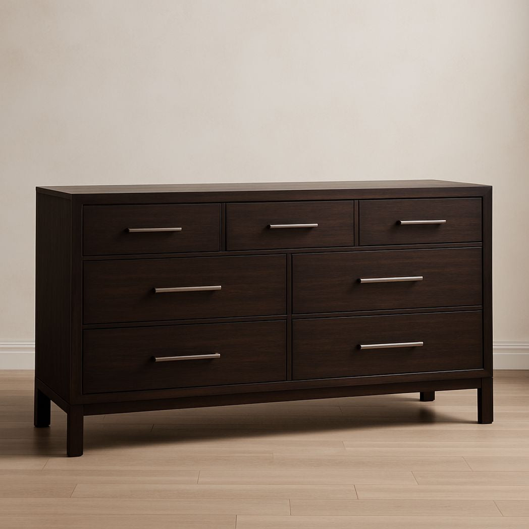 Commode 7 tiroirs en bois d'ingénierie foncé-Vasolia