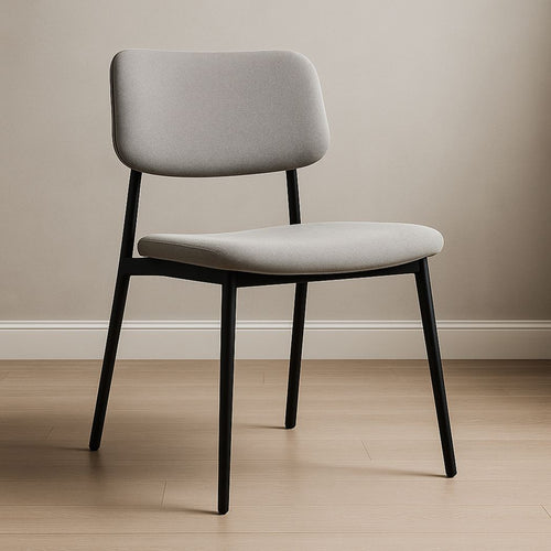 Chaise en tissu gris avec cadre en acier noir-Vasolia