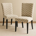 Ensemble de 2 chaises de salle à manger en tissu à motif chevron beige, pieds en bois massif, 95 cm de hauteur-Vasolia