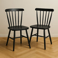 Chaises de salle à manger en bois noir avec dossier à barreaux - Lot de 2-Vasolia