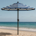 Parasol de plage rond polyester rayé bleu/blanc diamètre 300 cm-Vasolia