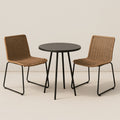 Ensemble de Table et Chaises 3 Pièces en Métal Noir et Rotin pour Intérieur/Extérieur-Vasolia