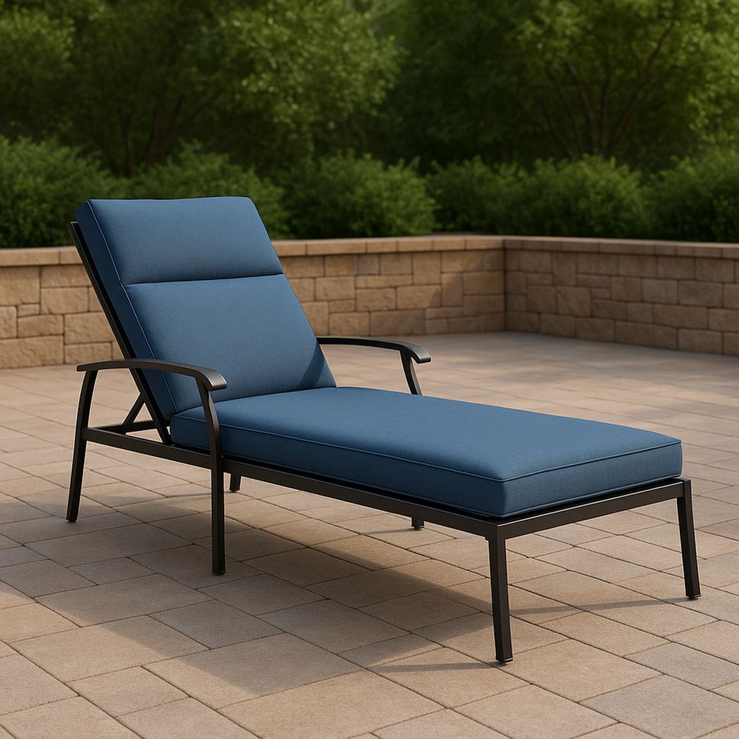 Chaise Longue Extérieure en Aluminium et Polyester Bleu 200x65x90 cm-Vasolia