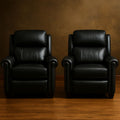 Lot de 2 fauteuils inclinables en cuir PU noir avec rembourrage en mousse-Vasolia