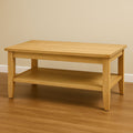 Table basse rectangulaire en chêne massif avec étagère de rangement 110cm x 60cm x 45cm-Vasolia